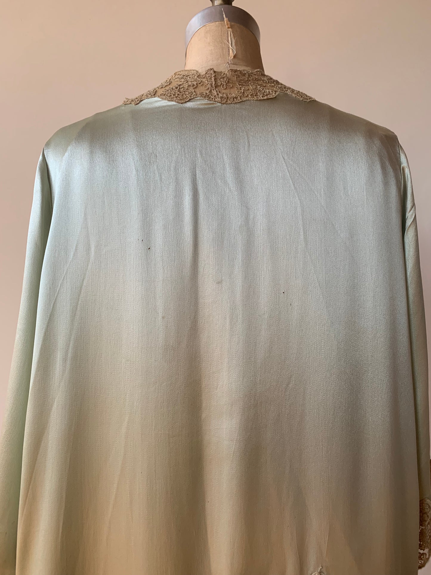 1920s Pistachio Silk Robe