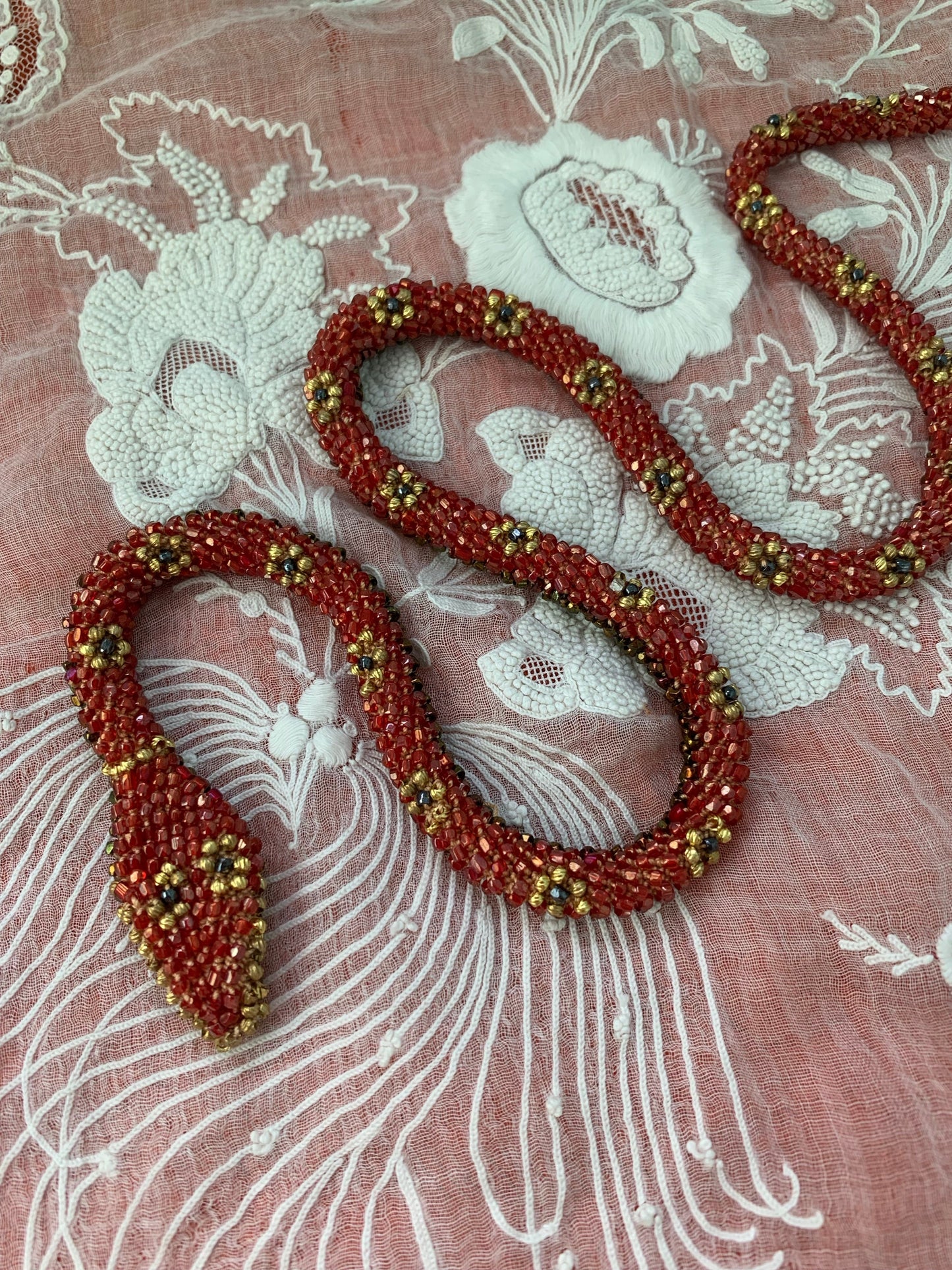 Bead Crochet Snake | Red Flower