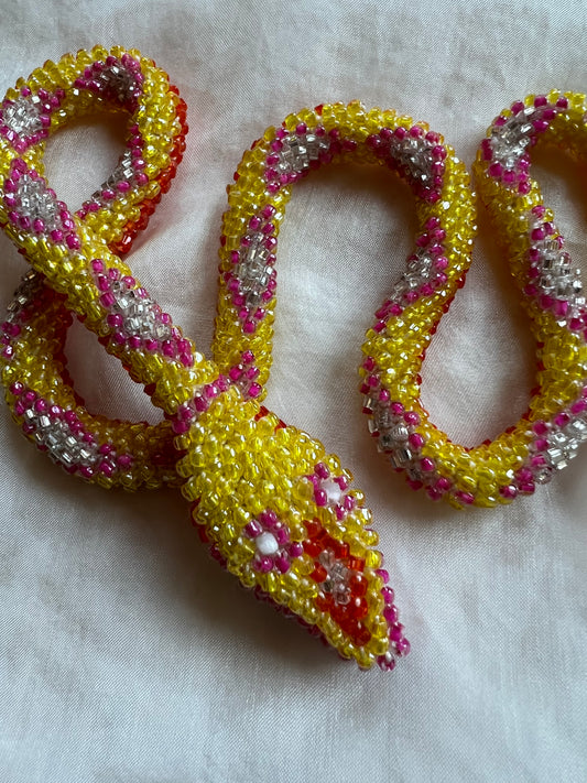 SALE! Bead Crochet Snake | Yellow