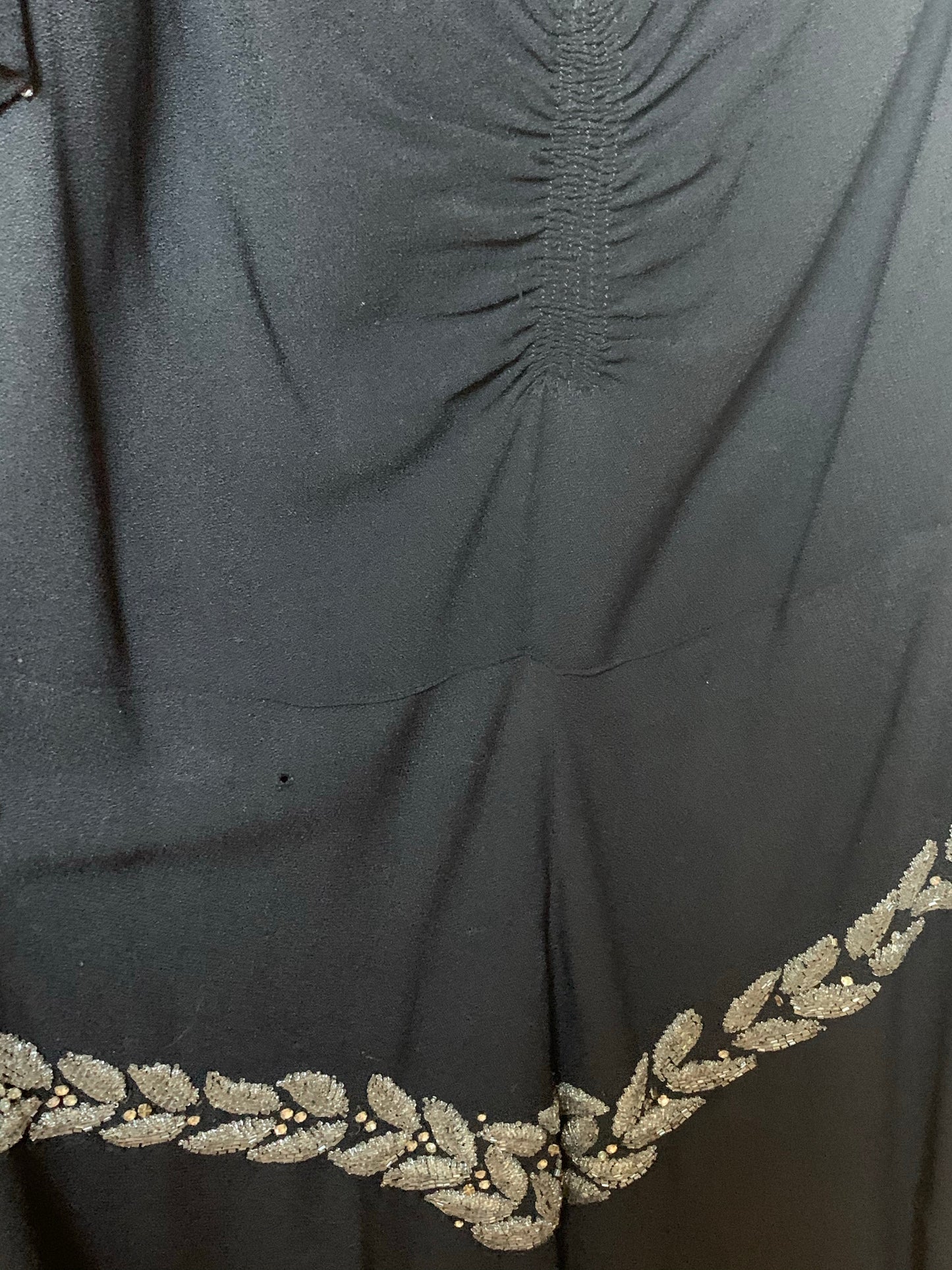 1940s Black Rayon Beaded Gown | AS IS