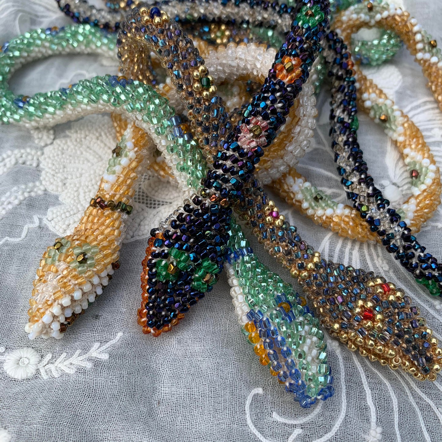 Custom Bead Crochet Snake Necklace